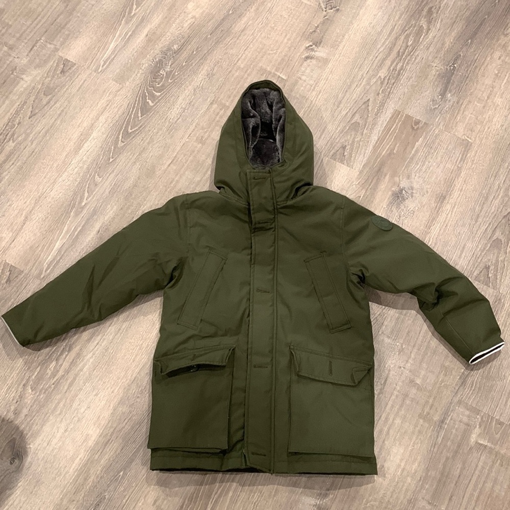 GAP Boys Winter Parka Jacket with Faux Fur Hooded